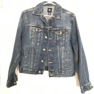 Gap 100% Cotton Men's Denim Jean Jacket XS Faded Washed Out Dark Blue